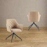 Russo Mink soft PU Leather Swivel Dining Chairs with arms and Black Metal Spider Style Legs Buy as Set of 4, 6 or 8  Dining Chairs by Pendle Village Furniture - Lifestyle Image